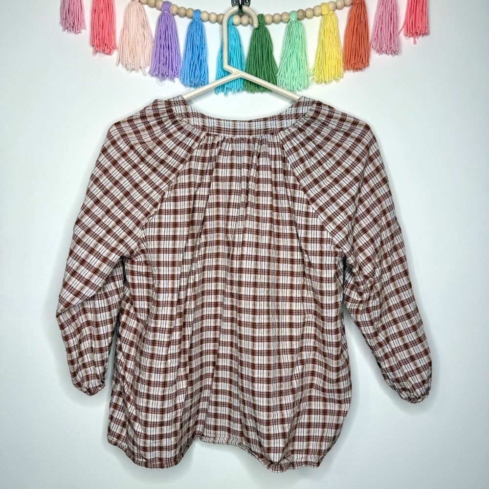 Universal Thread Plaid V-Neck Boho Peasant Blouse Size Extra Small - Picture 13 of 16